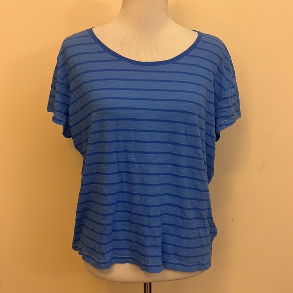 Vineyard Vines New Casual Knit Blue Striped Cotton Surf Tee Size Large